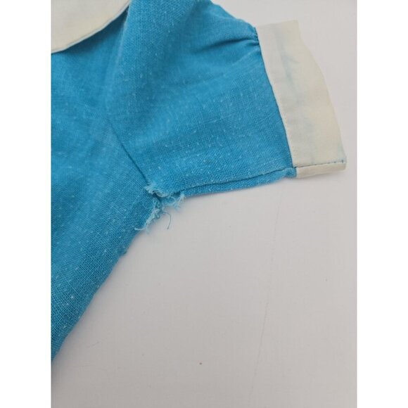 Dan Press Dan River Fabric Baby Dress Blue White Peter Pan Collar Vintage Tear - Picture 5 of 10